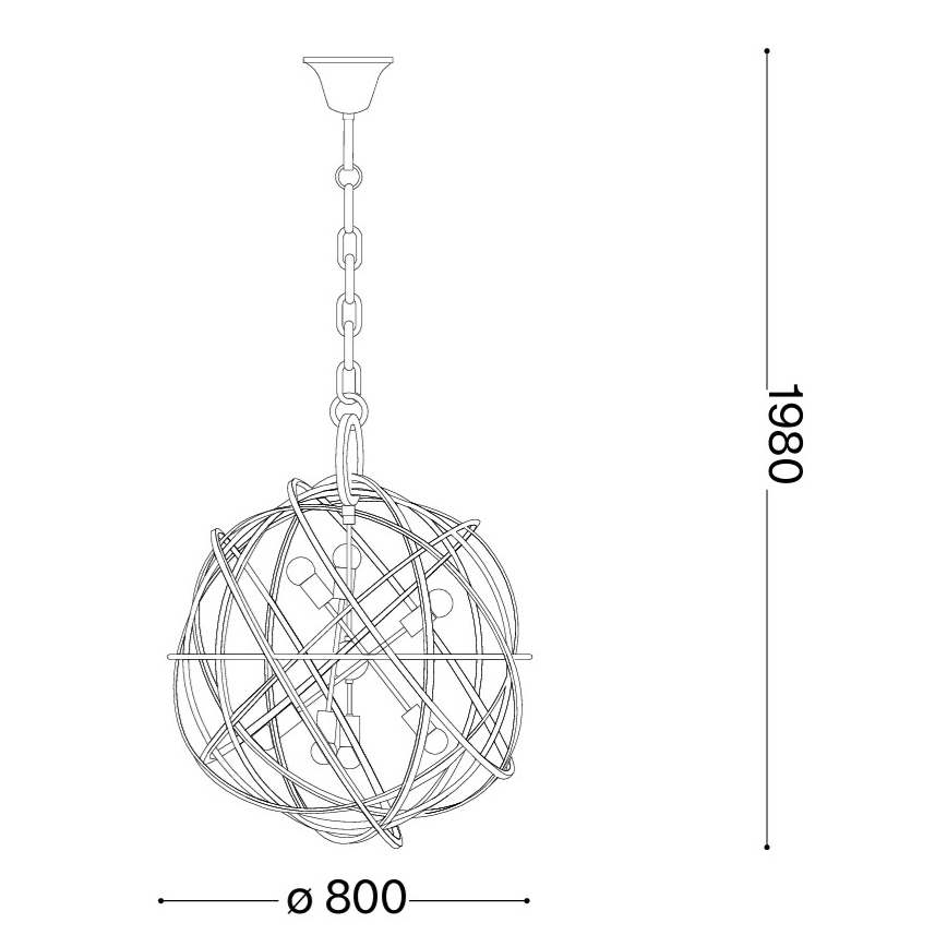 Ideal Lux - Lámpara colgante con cadena KONSE 7xE27/60W/230V Ø 80 cm dorada