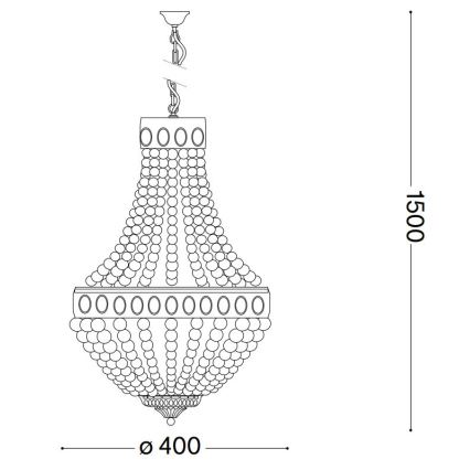 Ideal Lux - Lámpara colgante con cadena MONET 5xE14/40W/230V diá. 40 cm Cáñamo/blanco