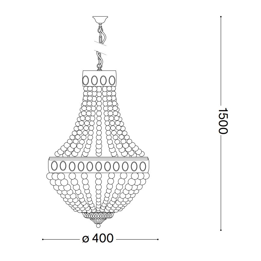 Ideal Lux - Lámpara colgante con cadena MONET 5xE14/40W/230V diá. 40 cm Cáñamo/blanco