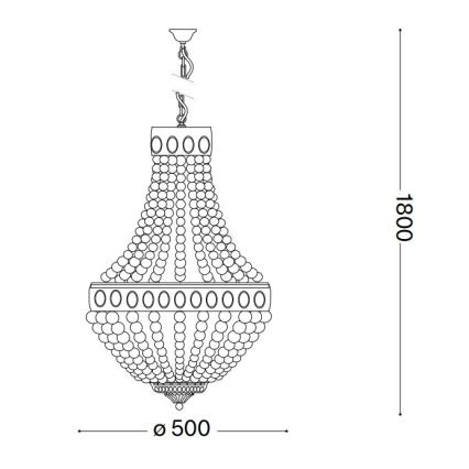 Ideal Lux - Lámpara colgante con cadena MONET 6xE14/40W/230V diá. 50 cm Cáñamo/blanco