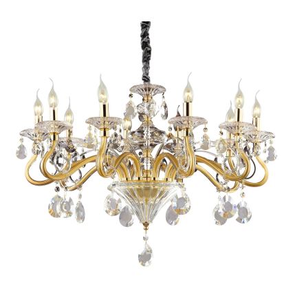 Ideal Lux - Lámpara colgante de cristal NEGRESCO 10xE14/28W/230V diá. 85 cm dorado