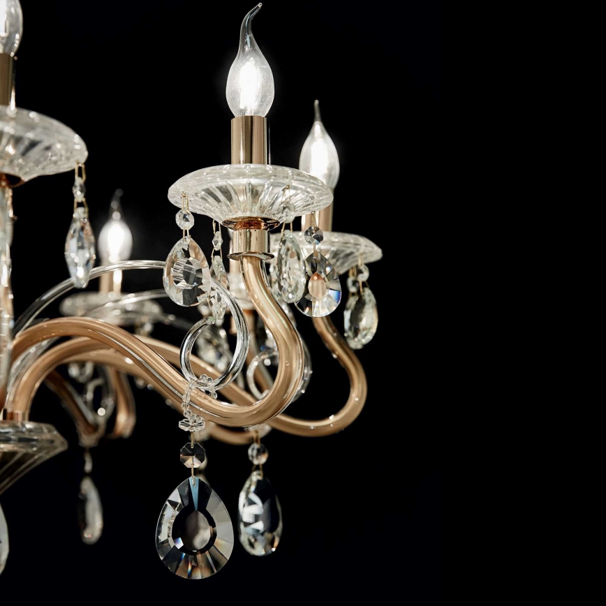 Ideal Lux - Lámpara colgante de cristal NEGRESCO 10xE14/28W/230V diá. 85 cm dorado