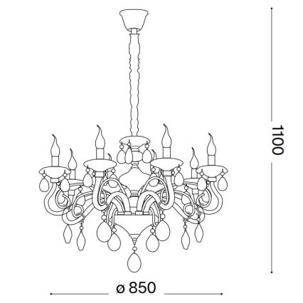 Ideal Lux - Lámpara colgante de cristal NEGRESCO 10xE14/28W/230V diá. 85 cm dorado