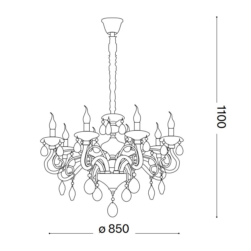 Ideal Lux - Lámpara colgante de cristal NEGRESCO 10xE14/28W/230V diá. 85 cm dorado