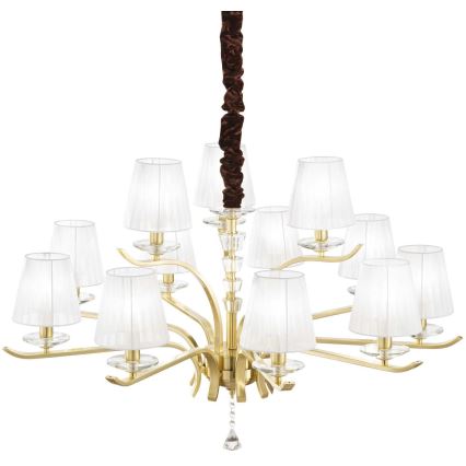 Ideal Lux - Lámpara colgante de cristal PEGASO 12xE14/28W/230V diá. 102 cm dorado
