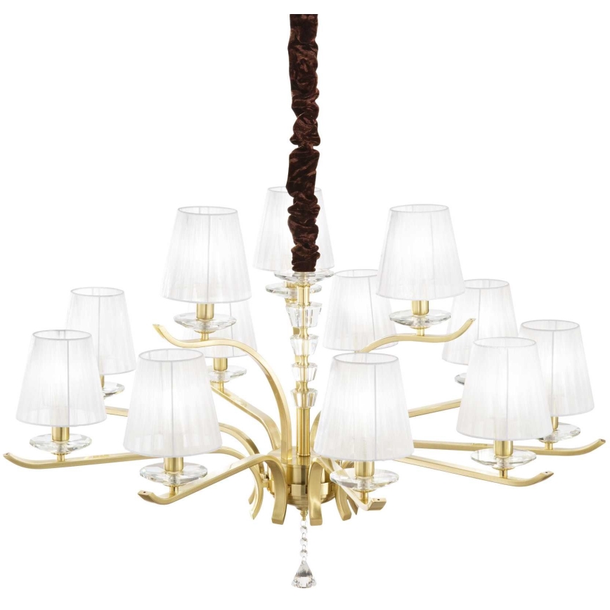 Ideal Lux - Lámpara colgante de cristal PEGASO 12xE14/28W/230V diá. 102 cm dorado