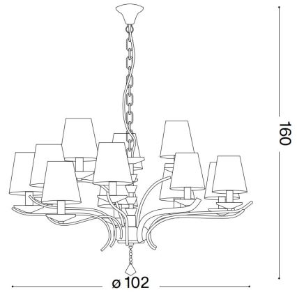 Ideal Lux - Lámpara colgante de cristal PEGASO 12xE14/28W/230V diá. 102 cm dorado