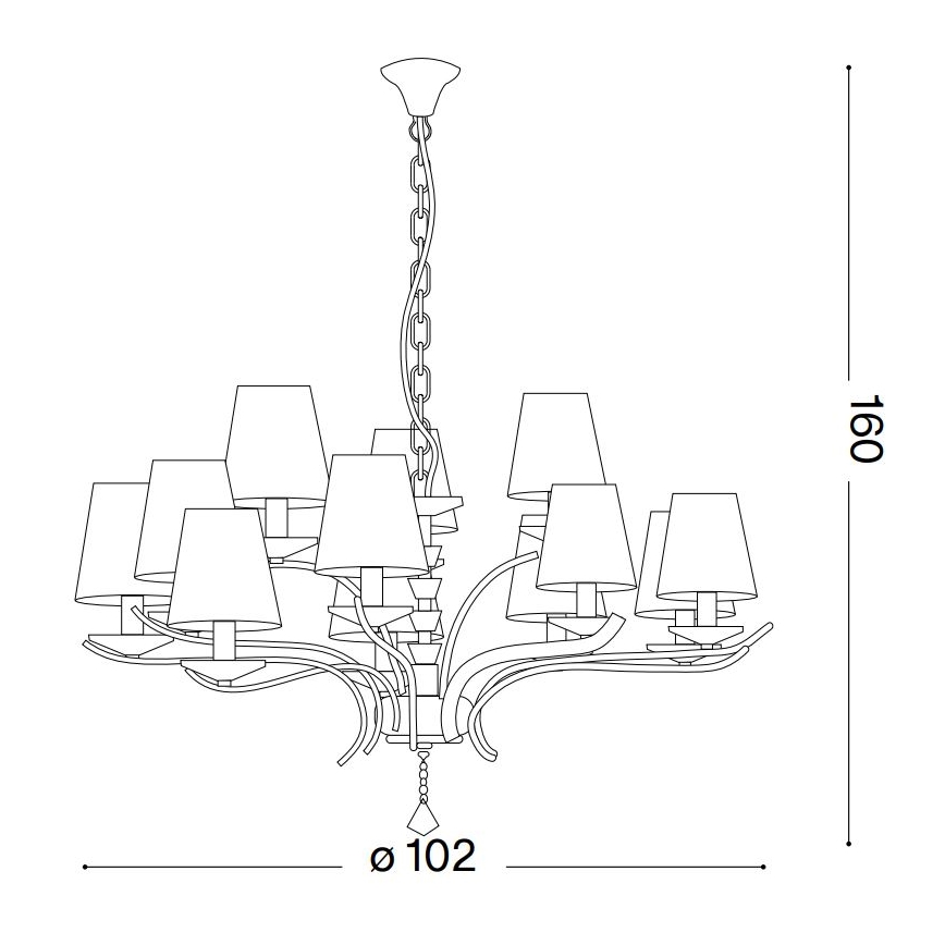 Ideal Lux - Lámpara colgante de cristal PEGASO 12xE14/28W/230V diá. 102 cm dorado