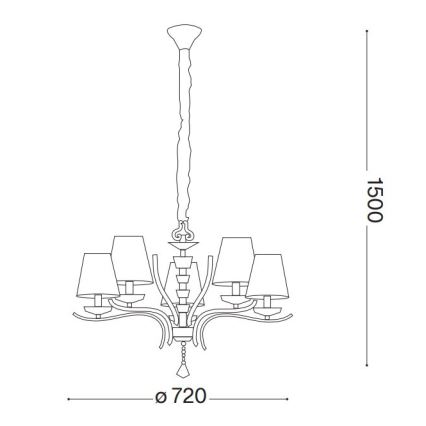Ideal Lux - Lámpara colgante de cristal PEGASO 5xE14/28W/230V diá. 72 cm dorado