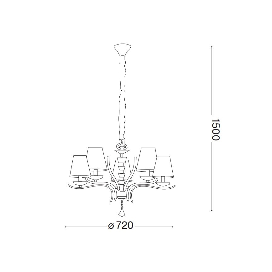 Ideal Lux - Lámpara colgante de cristal PEGASO 5xE14/28W/230V diá. 72 cm dorado