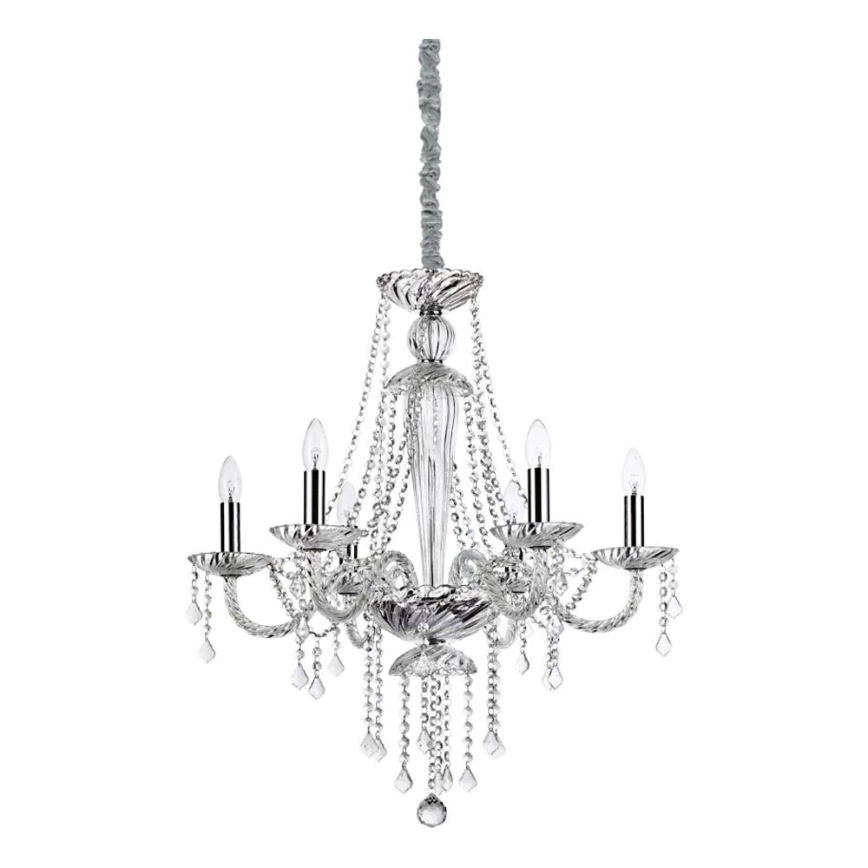 Ideal Lux - Lámpara colgante de cristal AMADEUS 6xE14/40W/230V diá. 67 cm transparente