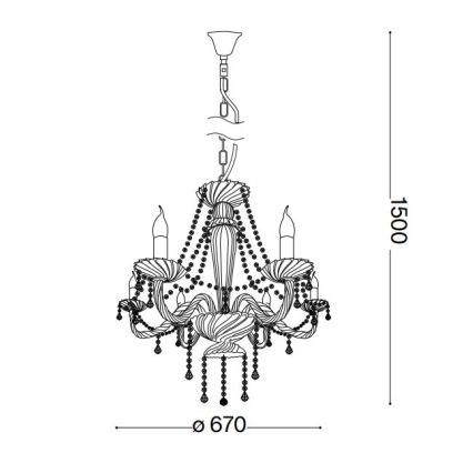Ideal Lux - Lámpara colgante de cristal AMADEUS 6xE14/40W/230V diá. 67 cm transparente