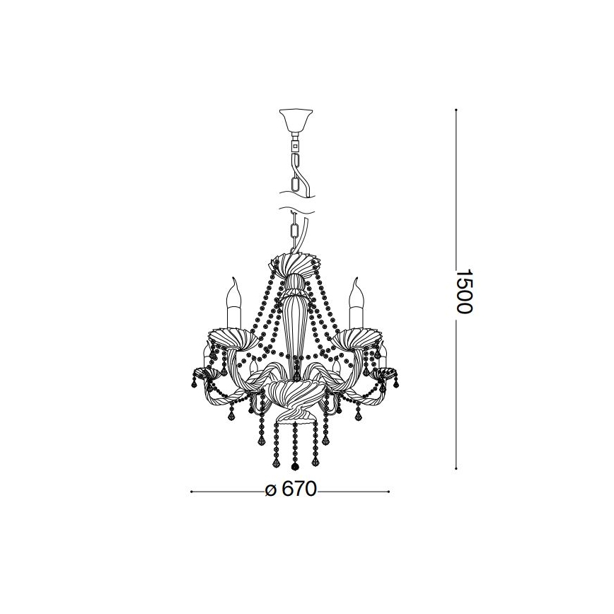 Ideal Lux - Lámpara colgante de cristal AMADEUS 6xE14/40W/230V diá. 67 cm transparente