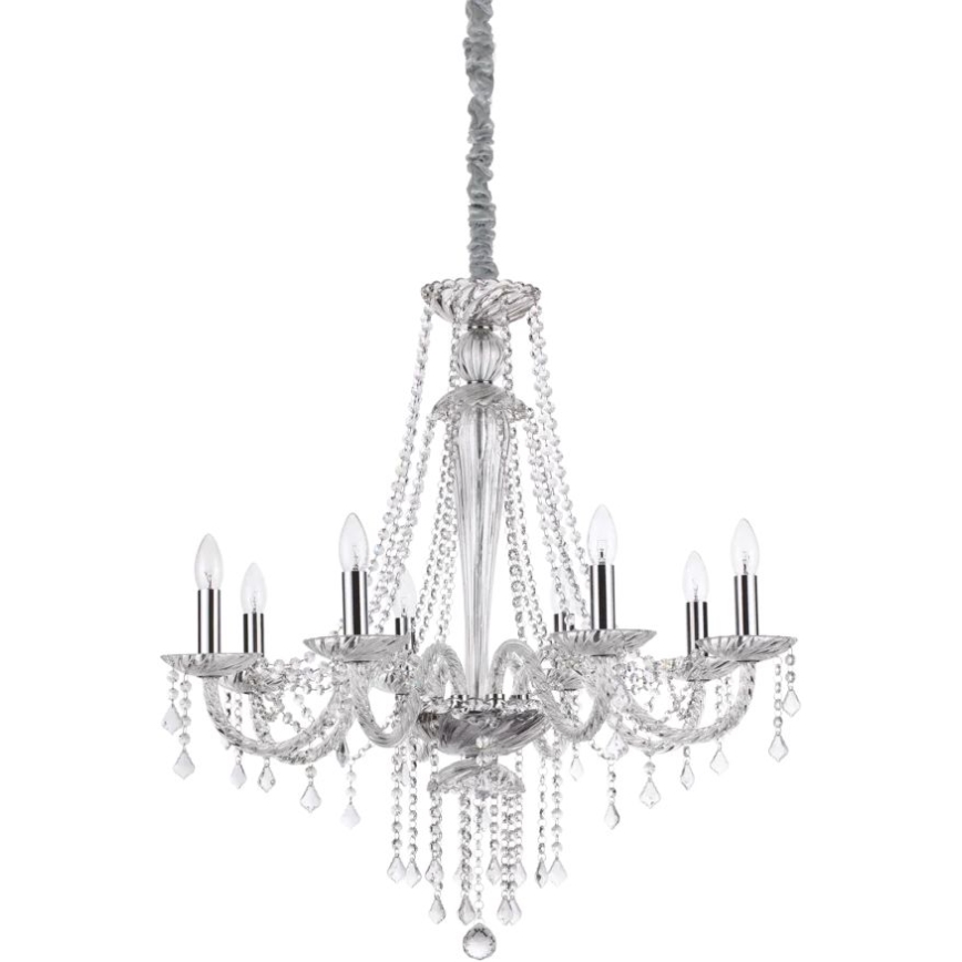 Ideal Lux - Lámpara colgante de cristal AMADEUS 8xE14/40W/230V diá. 80 cm transparente
