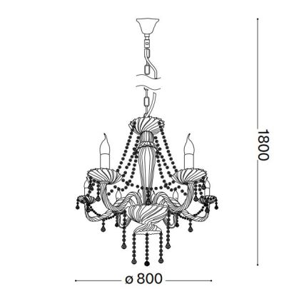 Ideal Lux - Lámpara colgante de cristal AMADEUS 8xE14/40W/230V diá. 80 cm transparente