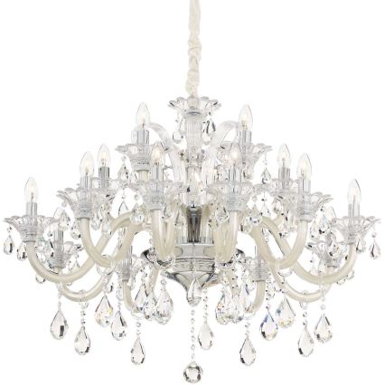 Ideal Lux - Lámpara colgante de cristal COLOSSAL 15xE14/40W/230V diá. 95 cm color crema/cromo brillante