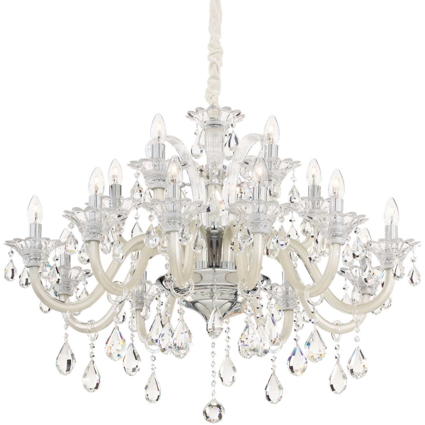 Ideal Lux - Lámpara colgante de cristal COLOSSAL 15xE14/40W/230V diá. 95 cm color crema/cromo brillante