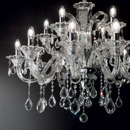 Ideal Lux - Lámpara colgante de cristal COLOSSAL 15xE14/40W/230V diá. 95 cm transparente/cromo brillante