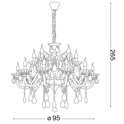 Ideal Lux - Lámpara colgante de cristal COLOSSAL 15xE14/40W/230V diá. 95 cm transparente/cromo brillante