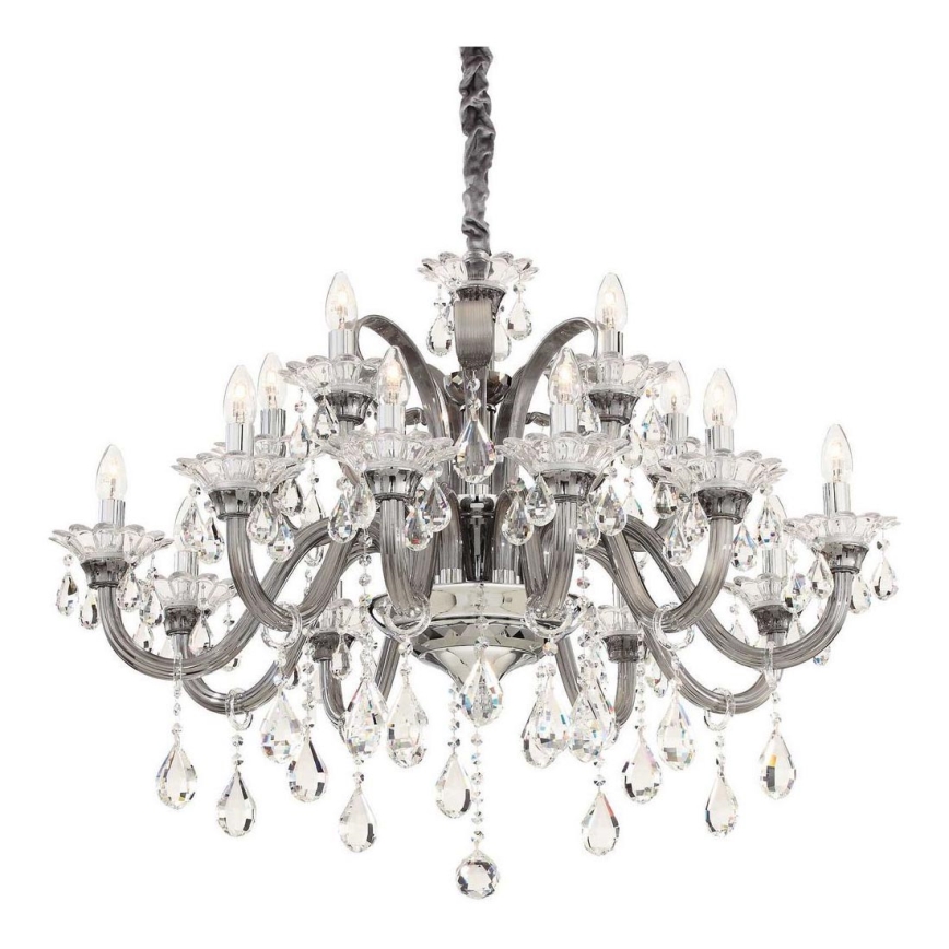 Ideal Lux - Lámpara colgante de cristal COLOSSAL 15xE14/40W/230V diá. 95 cm gris/cromo brillante