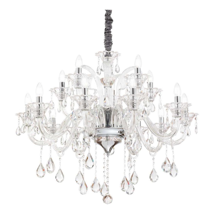 Ideal Lux - Lámpara colgante de cristal COLOSSAL 15xE14/40W/230V diá. 95 cm transparente/cromo brillante
