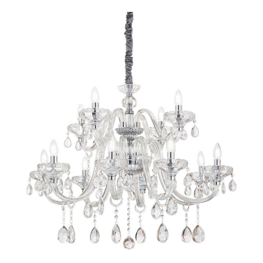 Ideal Lux - Lámpara colgante de cristal CONTINENTAL 12xE14/40W/230V diá. 86 cm transparente