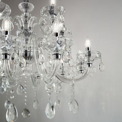 Ideal Lux - Lámpara colgante de cristal CONTINENTAL 12xE14/40W/230V diá. 86 cm transparente
