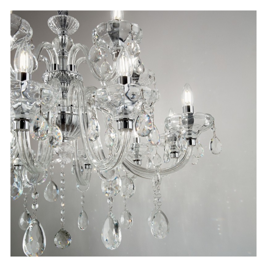 Ideal Lux - Lámpara colgante de cristal CONTINENTAL 12xE14/40W/230V diá. 86 cm transparente