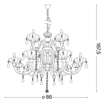 Ideal Lux - Lámpara colgante de cristal CONTINENTAL 12xE14/40W/230V diá. 86 cm transparente