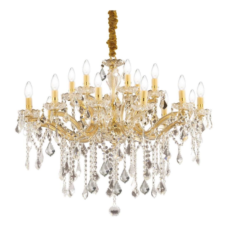 Ideal Lux - Lámpara colgante de cristal FLORIAN 18xE14/40W/230V diá. 86 cm dorado