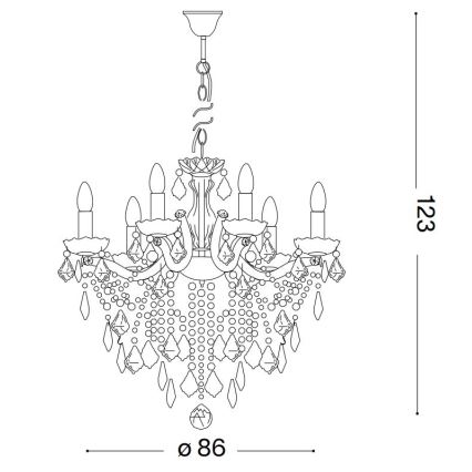 Ideal Lux - Lámpara colgante de cristal FLORIAN 18xE14/40W/230V diá. 86 cm dorado