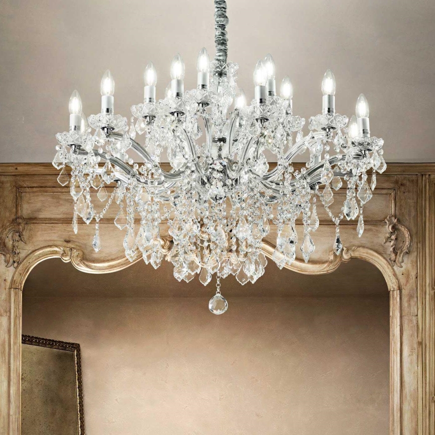 Ideal Lux - Lámpara colgante de cristal FLORIAN 18xE14/40W/230V diá. 86 cm transparente