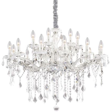 Ideal Lux - Lámpara colgante de cristal FLORIAN 18xE14/40W/230V diá. 86 cm transparente