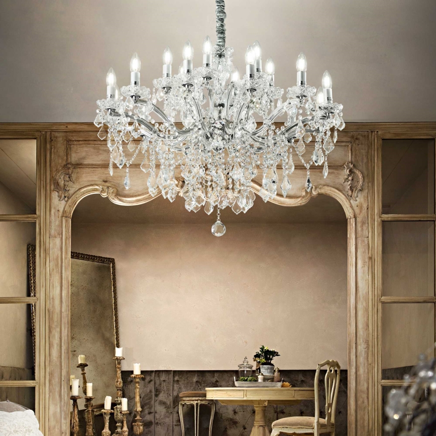 Ideal Lux - Lámpara colgante de cristal FLORIAN 18xE14/40W/230V diá. 86 cm transparente