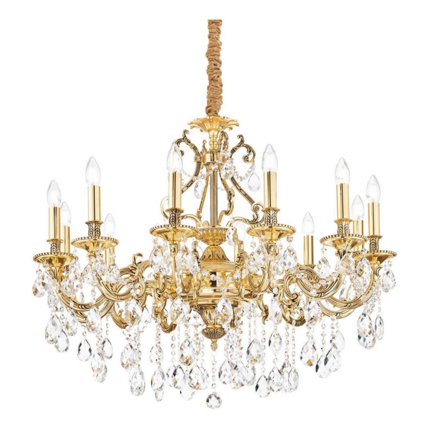 Ideal Lux - Lámpara colgante de cristal GIOCONDA 12xE14/40W/230V diá. 90 cm dorado