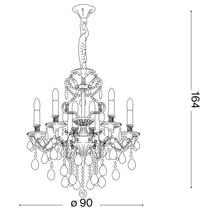 Ideal Lux - Lámpara colgante de cristal GIOCONDA 12xE14/40W/230V diá. 90 cm dorado