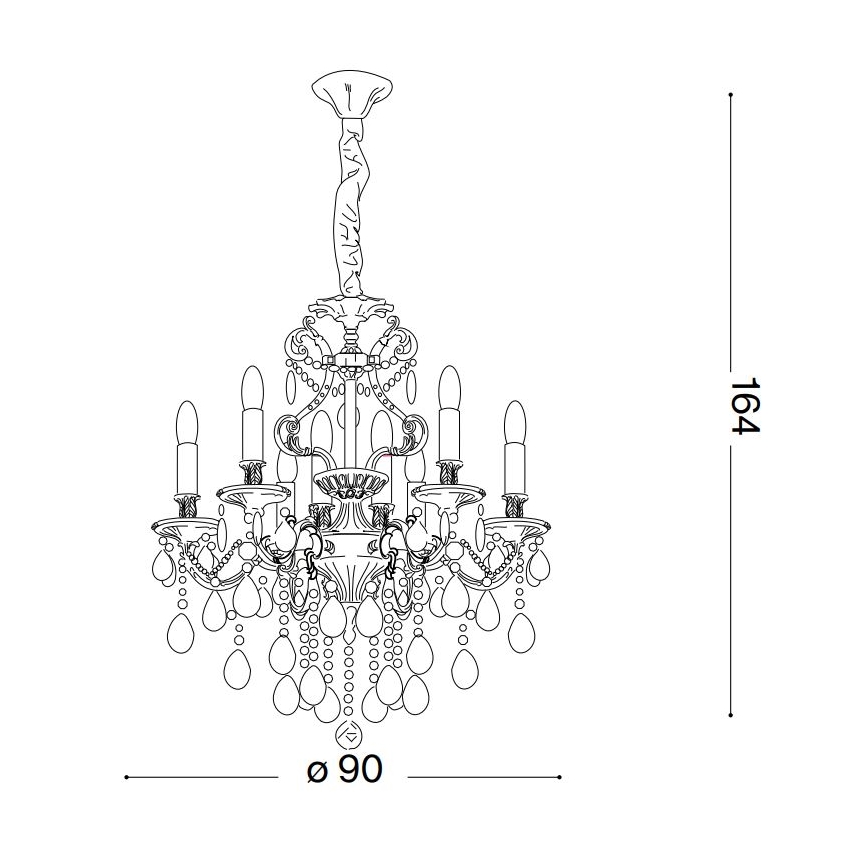 Ideal Lux - Lámpara colgante de cristal GIOCONDA 12xE14/40W/230V diá. 90 cm dorado