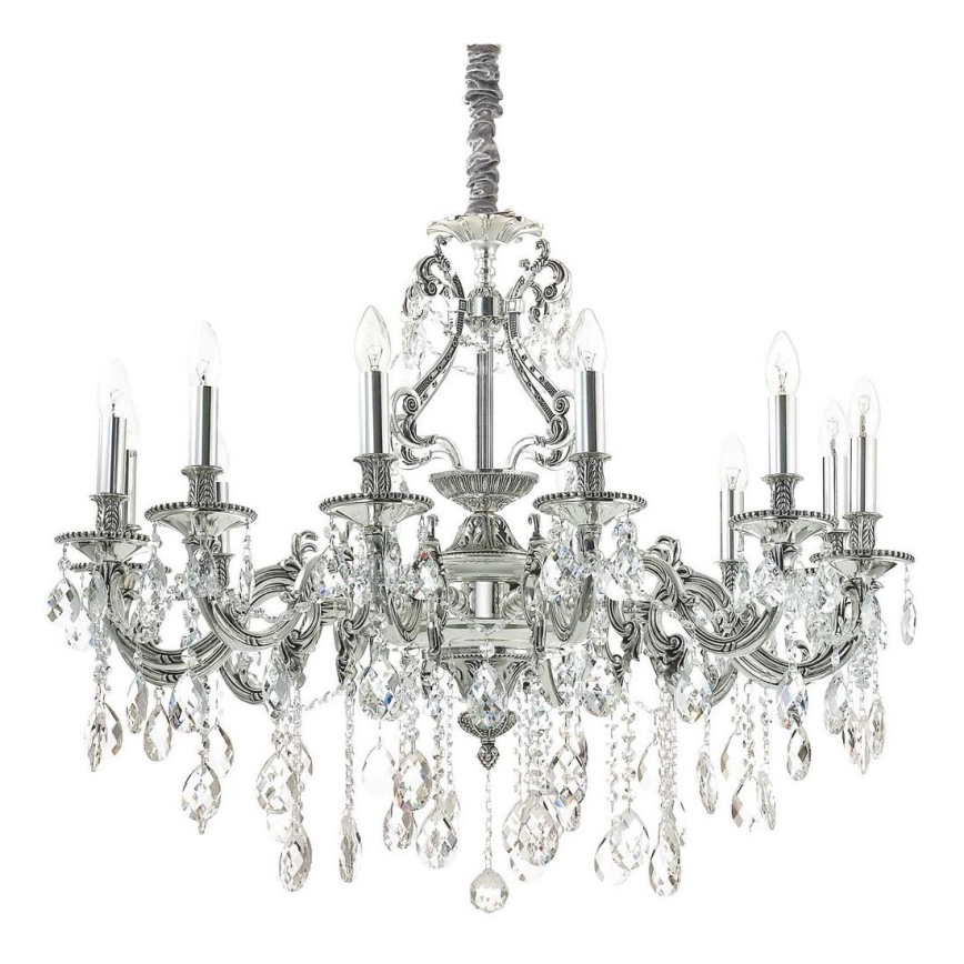 Ideal Lux - Lámpara colgante de cristal GIOCONDA 12xE14/40W/230V diá. 90 cm plata