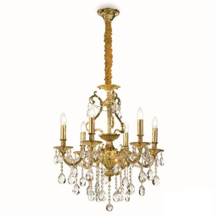 Ideal Lux - Lámpara colgante de cristal GIOCONDA 6xE14/40W/230V diá. 62 cm dorado
