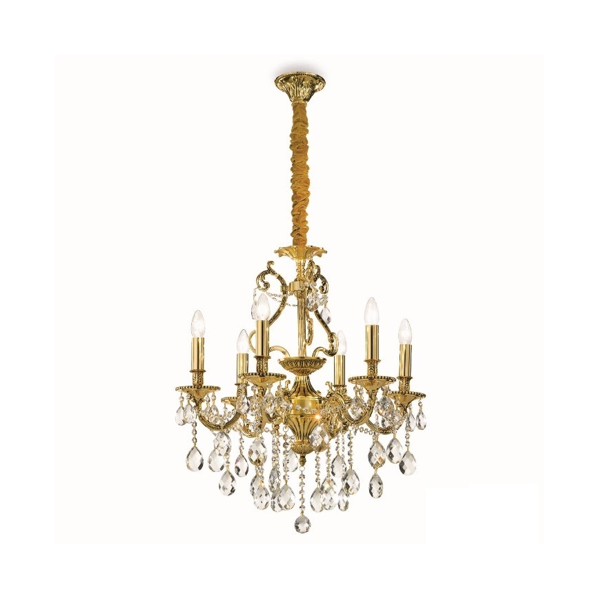 Ideal Lux - Lámpara colgante de cristal GIOCONDA 6xE14/40W/230V diá. 62 cm dorado