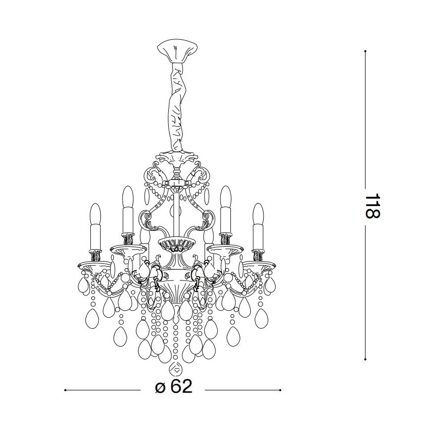 Ideal Lux - Lámpara colgante de cristal GIOCONDA 6xE14/40W/230V diá. 62 cm dorado
