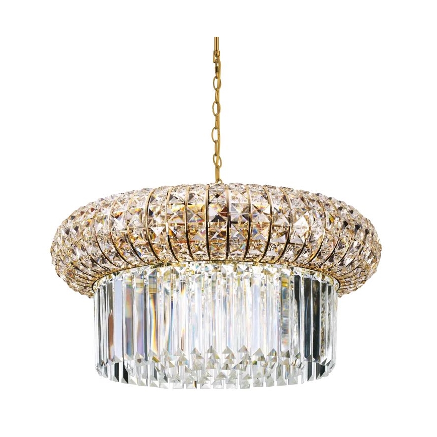 Ideal Lux - Lámpara colgante de cristal NABUCCO 12xE14/40W/230V diá. 60 cm dorado