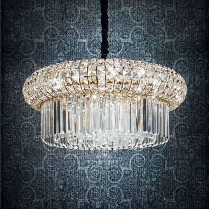 Ideal Lux - Lámpara colgante de cristal NABUCCO 12xE14/40W/230V diá. 60 cm dorado
