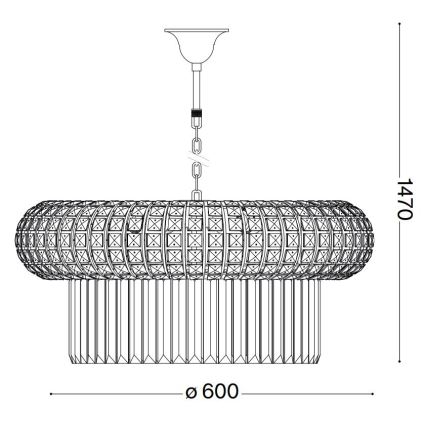 Ideal Lux - Lámpara colgante de cristal NABUCCO 12xE14/40W/230V diá. 60 cm dorado