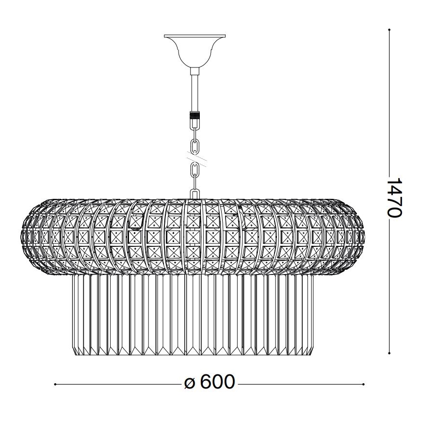 Ideal Lux - Lámpara colgante de cristal NABUCCO 12xE14/40W/230V diá. 60 cm dorado