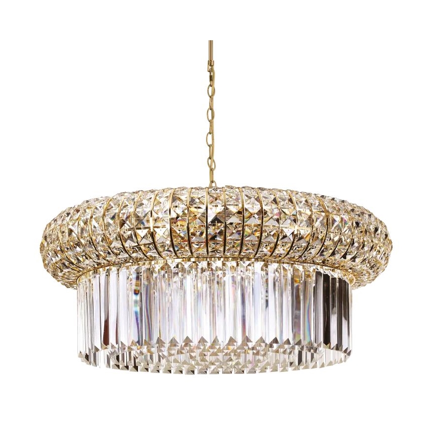 Ideal Lux - Lámpara colgante de cristal NABUCCO 16xE14/40W/230V diá. 70 cm dorado