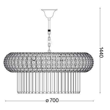 Ideal Lux - Lámpara colgante de cristal NABUCCO 16xE14/40W/230V diá. 70 cm dorado