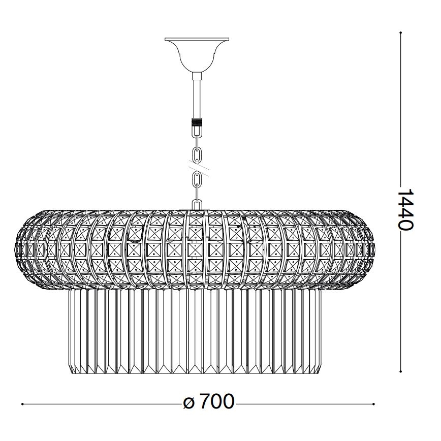 Ideal Lux - Lámpara colgante de cristal NABUCCO 16xE14/40W/230V diá. 70 cm dorado