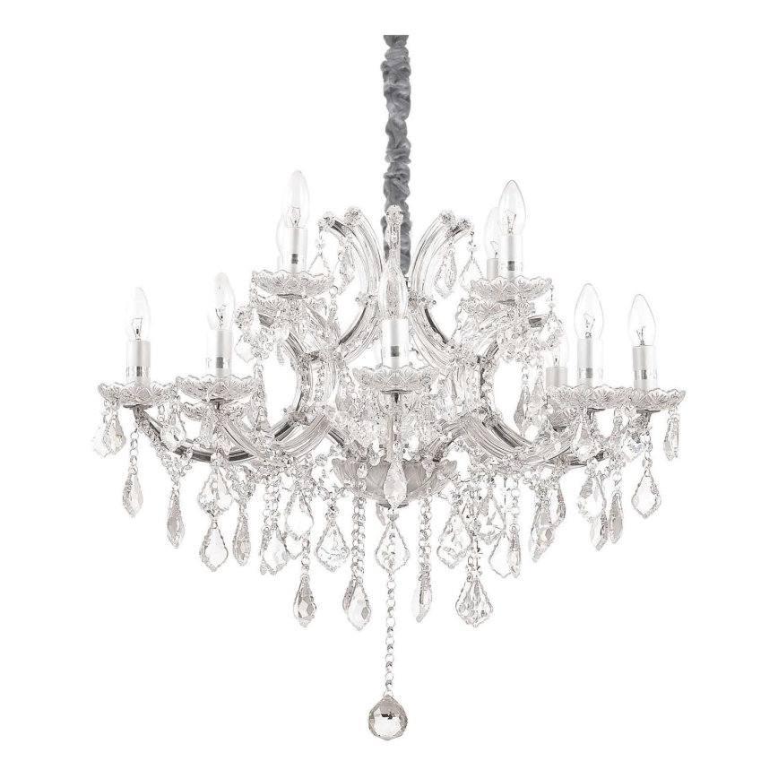 Ideal Lux - Lámpara colgante de cristal NAPOLEON 12xE14/40W/230V diá. 74 cm cromo brillante