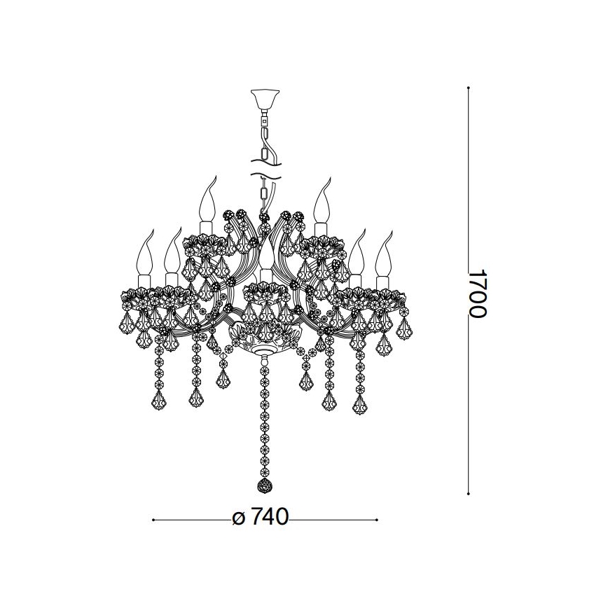 Ideal Lux - Lámpara colgante de cristal NAPOLEON 12xE14/40W/230V diá. 74 cm cromo brillante